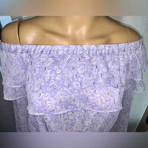 Express, lavender, off the shoulder romper. Sz L - Picture 7 of 14